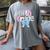 Preppy Fifth Grade Teacher Blue Floral Coquette Pencil Bow Women's Comfort Colors T-Shirt Gray