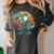 Boston Terrier Dog Riding Dinosaur T Rex Boys Women's Comfort Colors T-Shirt Pepper