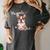 Brown Boston Terrier With Flowers And Feathers Women's Comfort Colors T-Shirt Pepper