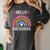 Hello Preschool Teacher Student Girls Rainbow Back To School Women's Comfort Colors T-Shirt Pepper Hello Preschool Teacher Student Girls Rainbow Back To School Women's Comfort Colors T-Shirt Pepper