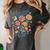 Teach Them Love Them Watch Them Grow Retro Teacher Floral Women's Comfort Colors T-Shirt Pepper