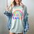 Tiny Human Tamer Watercolor Rainbow Daycare Teacher Women's Comfort Colors T-Shirt Bay Tiny Human Tamer Watercolor Rainbow Daycare Teacher Women's Comfort Colors T-Shirt Bay