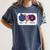 American Flag Teach Love Freedom Preschool Teacher 4th July Women's Comfort Colors T-Shirt Denim