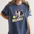 Ballaholic Boston Terrier Dog Chasing Bostie Ball Women's Comfort Colors T-Shirt Denim