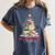 All Booked For Christmas Xmas Tree Teacher Holiday Pajamas Women's Comfort Colors T-Shirt Denim