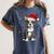Boston Terrier Christmas Santa Hat Tree Lights Pajama Women's Comfort Colors T-Shirt Denim