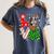 Boston Terrier Christmas Tree Lights Santa Dog Xmas For Men Women Kids Women's Comfort Colors T-Shirt Denim