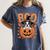 Boston Terrier Costume On Pumpkin Halloween Boston Terrier Women's Comfort Colors T-Shirt Denim