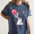 Boston Terrier Dog Blowing Chewing Bubble Gum Pink Women's Comfort Colors T-Shirt Denim