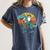 Boston Terrier Dog Riding Dinosaur T Rex Boys Women's Comfort Colors T-Shirt Denim