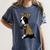 Boston Terrier Lover I Love Mom Tattoo Leopard Women's Comfort Colors T-Shirt Denim