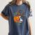 Boston Terrier Pumpkin Jack O Lantern Halloween Women's Comfort Colors T-Shirt Denim