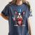 Boston Terrier Puppy Dog Holds His American Flag 4th Of July Women's Comfort Colors T-Shirt Denim