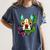 Boston Terrier In Red Day Of The Dead Sugar Skull Dog Women's Comfort Colors T-Shirt Denim