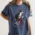 Boston Terrier Riding Bicycle Cute Bostie Biker Raglan Baseball Tee Women's Comfort Colors T-Shirt Denim
