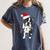 Boston Terrier Santa Christmas Lights Xmas Dog Lover Men Women Kids Women's Comfort Colors T-Shirt Denim