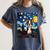 Boston Terrier Starry Night Van Gogh Art Women's Comfort Colors T-Shirt Denim