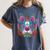 Boston Terrier Sugar Skull Dog Day Of The Dead Women's Comfort Colors T-Shirt Denim
