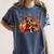 Boston Terrier Thanksgiving Leopard Pumpkins Fall Leaves Women's Comfort Colors T-Shirt Denim