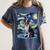 Boston Terrier Van Gogh Starry Night Women's Comfort Colors T-Shirt Denim