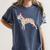 Boston Terrier Watercolor Flowers Women's Comfort Colors T-Shirt Denim