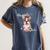 Brown Boston Terrier With Flowers And Feathers Women's Comfort Colors T-Shirt Denim