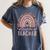 Cute Daycare Teacher Rainbow Leopard Print Childcare Worker Women's Comfort Colors T-Shirt Denim Cute Daycare Teacher Rainbow Leopard Print Childcare Worker Women's Comfort Colors T-Shirt Denim