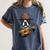 Guitar Shirt Boston Terrier Dog Playing Acoustic Guitar Women's Comfort Colors T-Shirt Denim