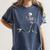 Halloween Boston Terrier And Skeleton Women's Comfort Colors T-Shirt Denim