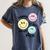 Happy To See Your Face Smile Face Teacher Back To School Women's Comfort Colors T-Shirt Denim