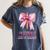 I'm Literally Just a Teacher Pencil Coquette Bow School Women's Comfort Colors T-Shirt Denim