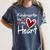 Kindergarten Has My Heart Buffalo Print Teacher Valentine Women's Comfort Colors T-Shirt Denim