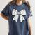 Music Notes Coquette Bow Music Teacher School Musician Band Women's Comfort Colors T-Shirt Denim