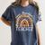 One Thankful Teacher Thanksgiving Rainbow Leopard Fall Women's Comfort Colors T-Shirt Denim One Thankful Teacher Thanksgiving Rainbow Leopard Fall Women's Comfort Colors T-Shirt Denim