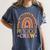 Preschool Crew Cute Leopard Rainbow Back To School Teachers Women's Comfort Colors T-Shirt Denim