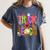 Retro Trick Or Teach Leopard Ghost Halloween Spooky Teacher Women's Comfort Colors T-Shirt Denim