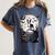 Spooky Halloween Moon Boston Terrier Boston Bull Bostie Women's Comfort Colors T-Shirt Denim
