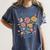 Teach Them Love Them Watch Them Grow Retro Teacher Floral Women's Comfort Colors T-Shirt Denim