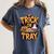 Trick Or Tray Halloween Cafeteria Teacher School Women's Comfort Colors T-Shirt Denim