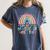 Twinning With My Teacher Bestie Rainbow Matching Teachers Women's Comfort Colors T-Shirt Denim