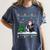 Ugly Christmas Tree Lights Xmas Santa Riding Boston Terrier Women's Comfort Colors T-Shirt Denim