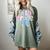 Preppy Fifth Grade Teacher Blue Floral Coquette Pencil Bow Women's Comfort Colors T-Shirt Berry