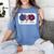 American Flag Teach Love Freedom Preschool Teacher 4th July Women's Comfort Colors T-Shirt Blue Jean
