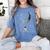 Astronaut Purple Moon Swing NASA Space Science Teacher Women's Comfort Colors T-Shirt Blue Jean