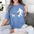 Bigfoot Walking With Bull Terrier Dog Women's Comfort Colors T-Shirt Blue Jean