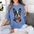 Boston Terrier American Flag Women's Comfort Colors T-Shirt Blue Jean