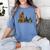 Boston Terrier Bigfoot Dog Walking Dog Mom Dad Kids Women's Comfort Colors T-Shirt Blue Jean