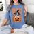 Boston Terrier Costume On Pumpkin Halloween Boston Terrier Women's Comfort Colors T-Shirt Blue Jean