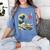 Boston Terrier Japanese Kanagawa Wave Surf Dog Women's Comfort Colors T-Shirt Blue Jean