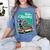 Boston Terrier Merry Christmas Tree Truck Dog X-Mas Women's Comfort Colors T-Shirt Blue Jean